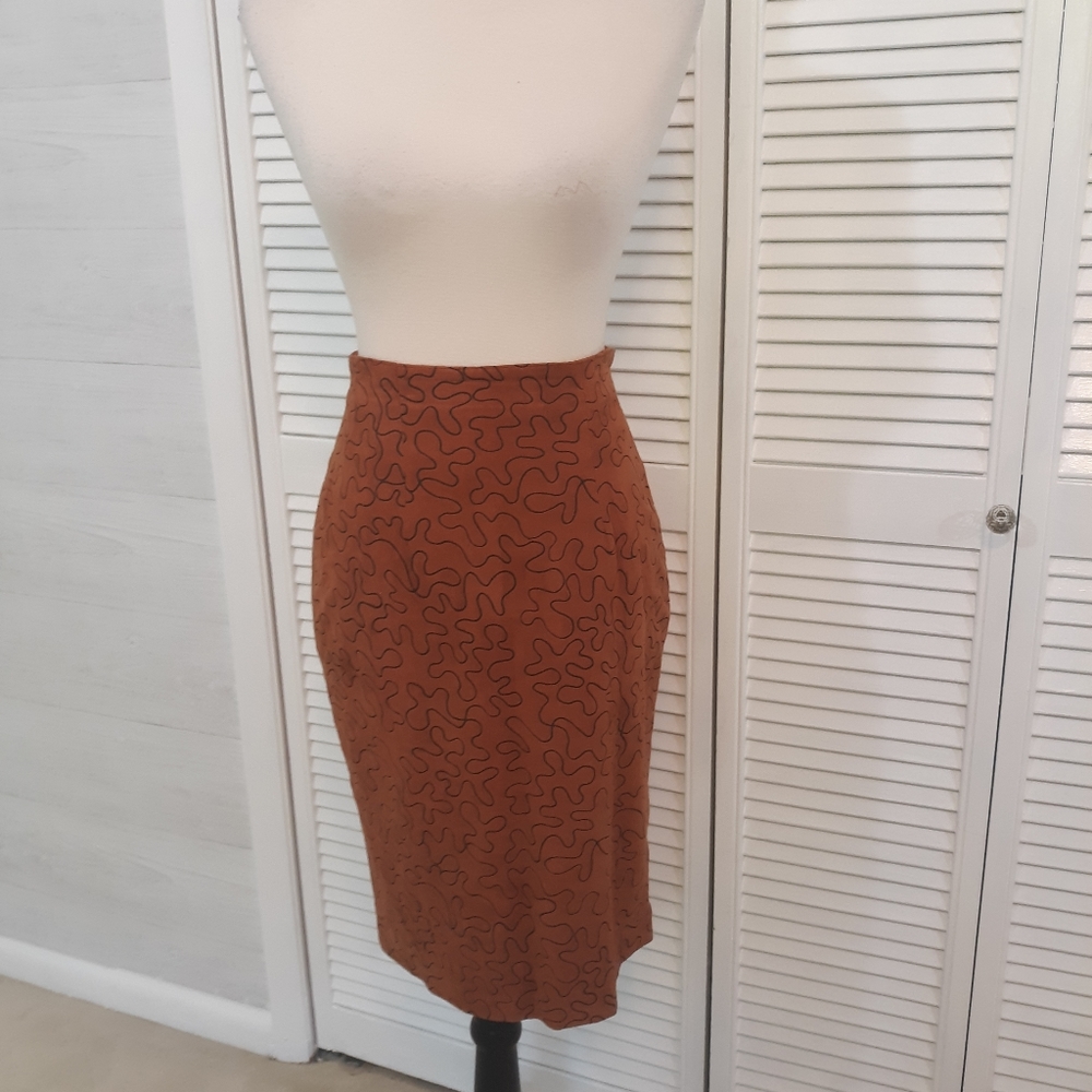 Alicia Herrera suede pencil skirt sz 8 *L - Picture 1 of 6